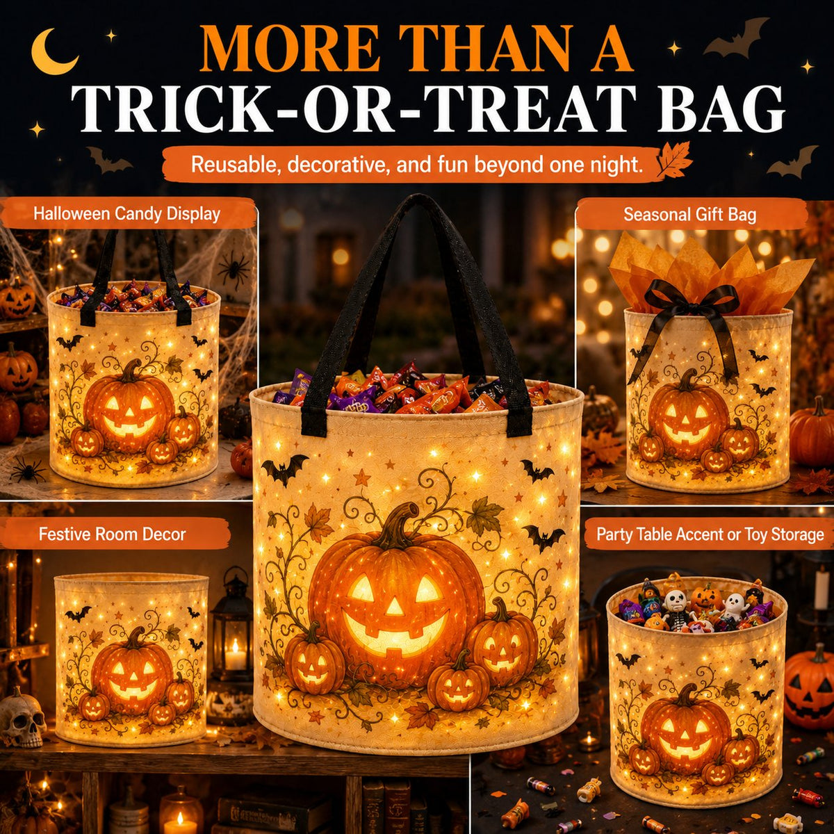 🎃LED Halloween Trick-or-Treat Candy Bag🍬