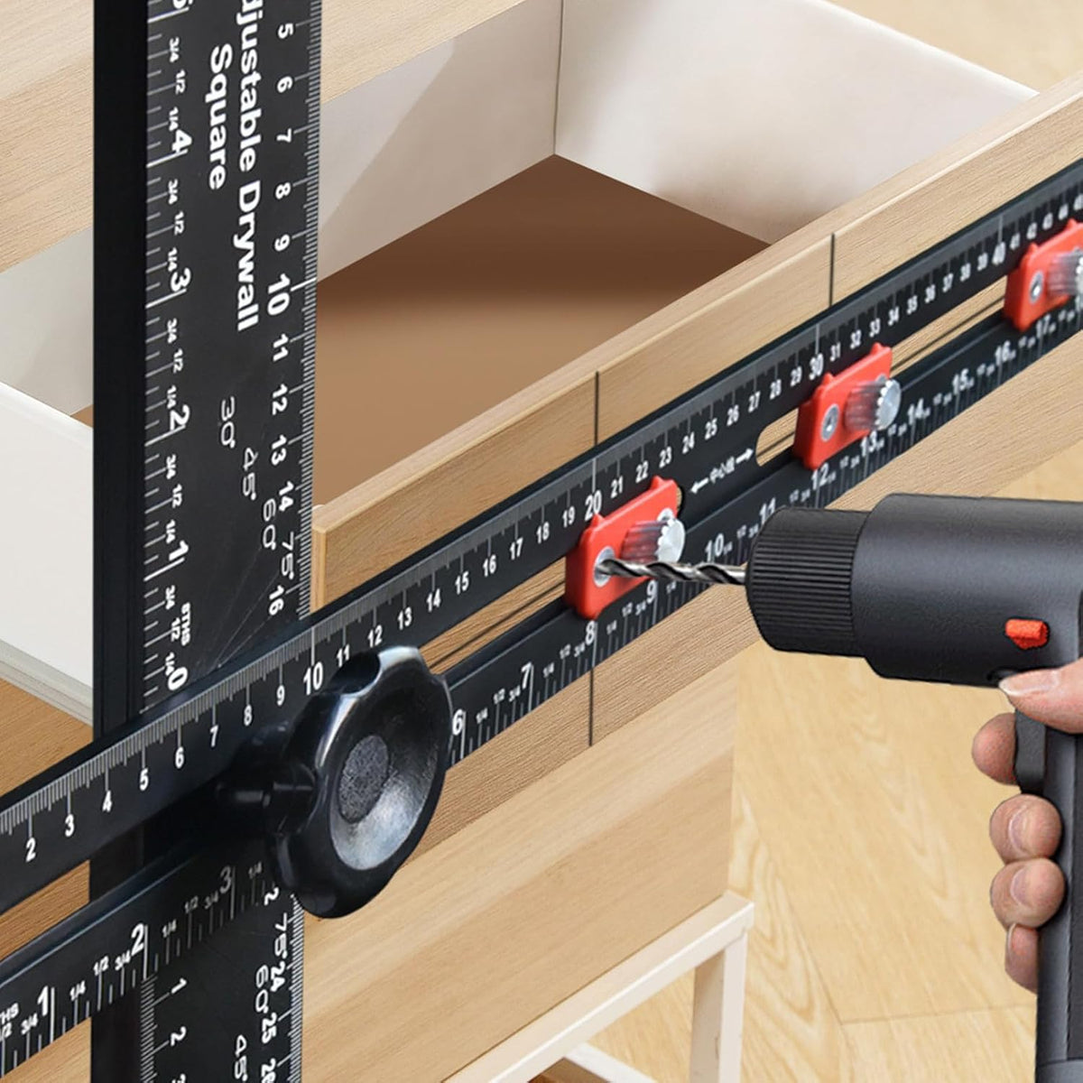 Adjustable 2 in 1 Drilling Positioning Ruler