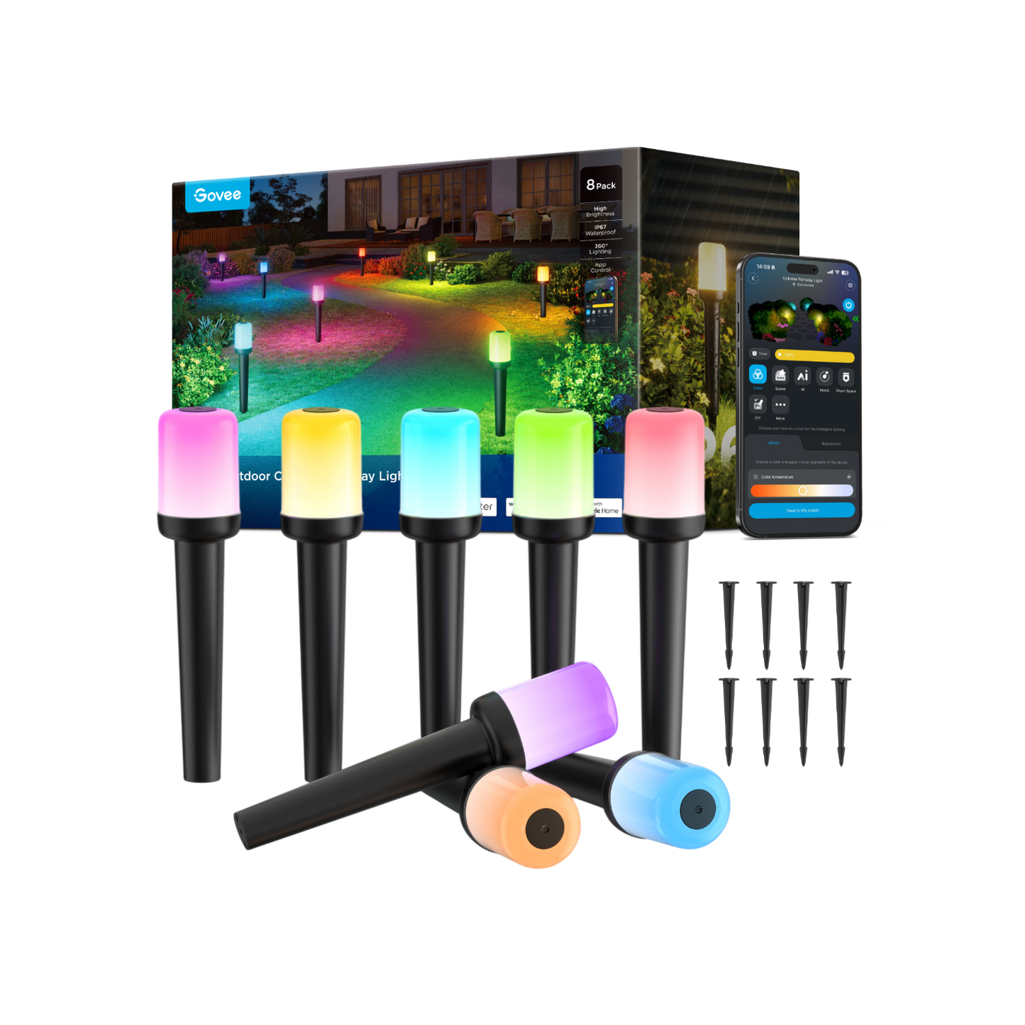 Govee Outdoor Cylinder Pathway Lights