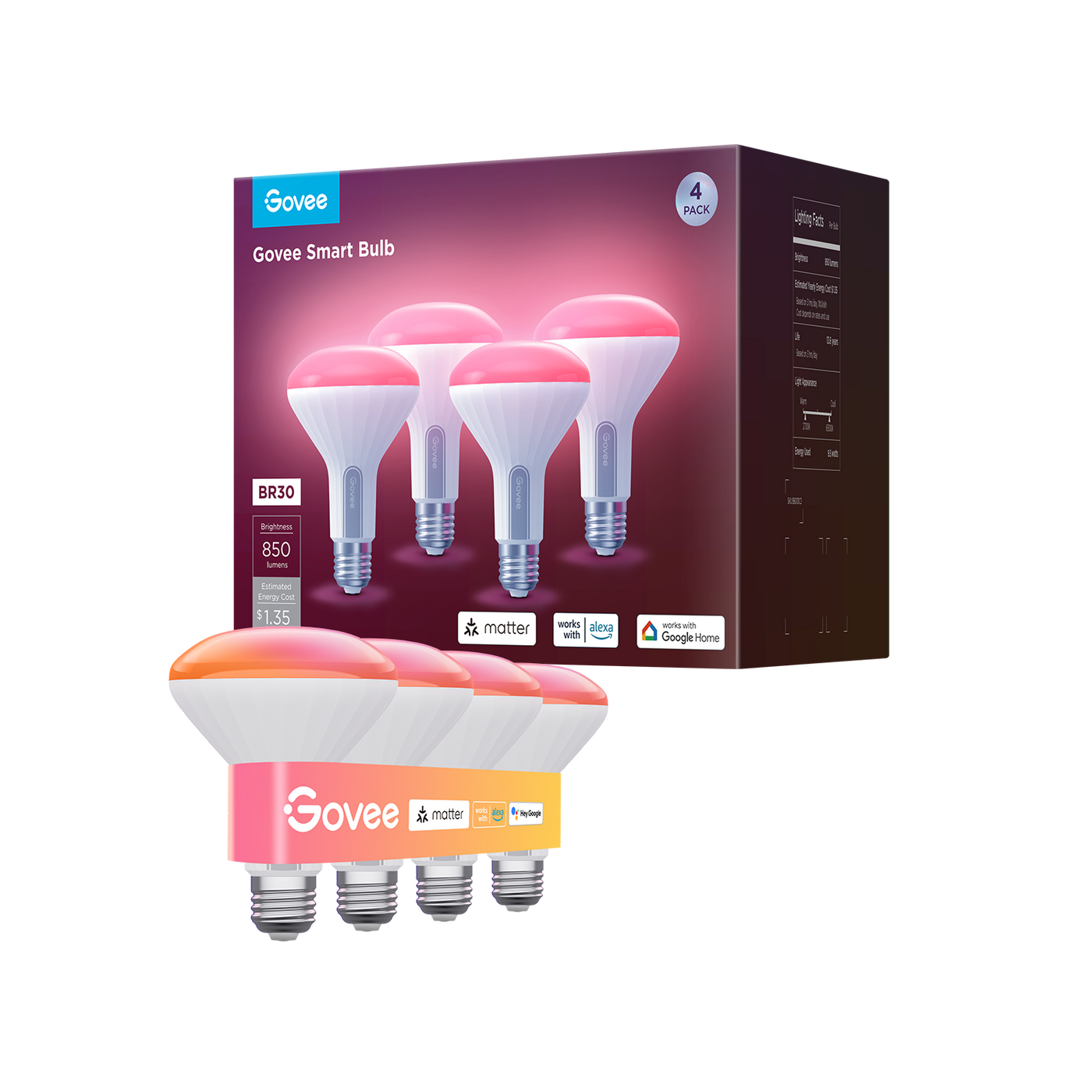 Refurbished Govee E26 Smart LED Colored Light Bulbs