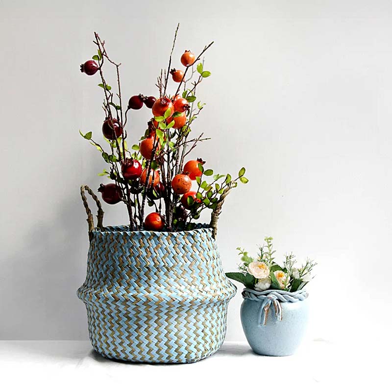 Boho Woven Basket Set – Blue