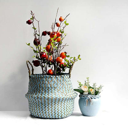 Boho Woven Basket Set – Blue