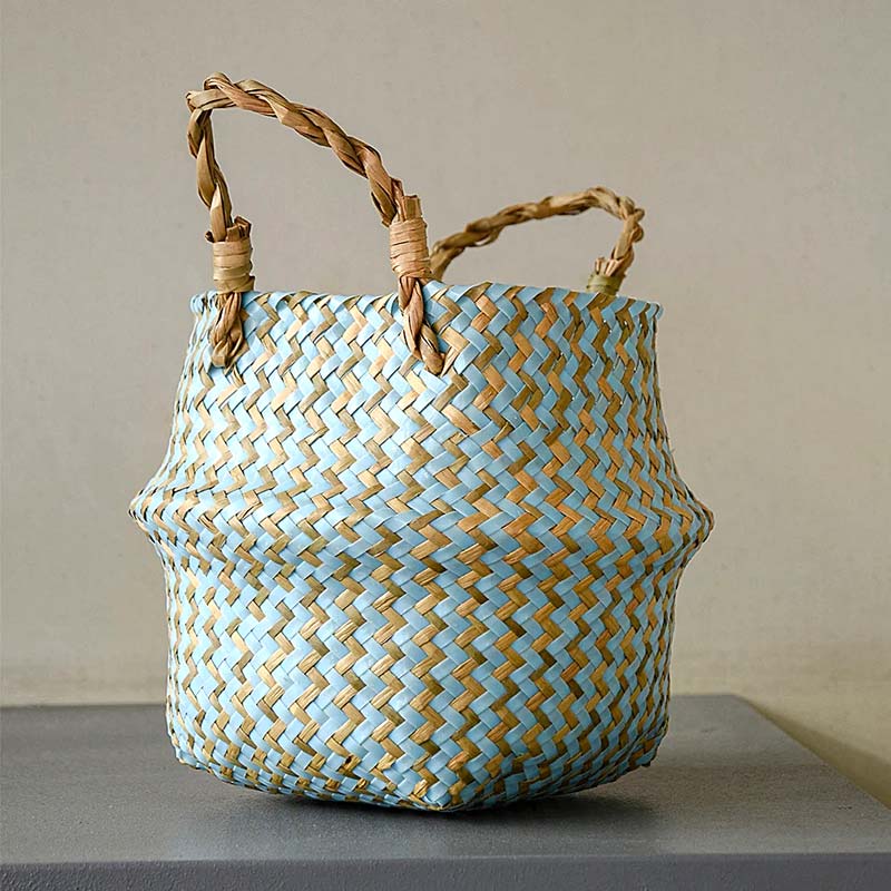 Boho Woven Basket Set – Blue