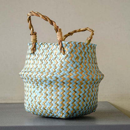 Boho Woven Basket Set – Blue