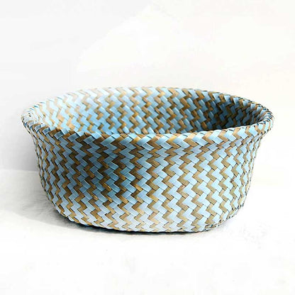 Boho Woven Basket Set – Blue
