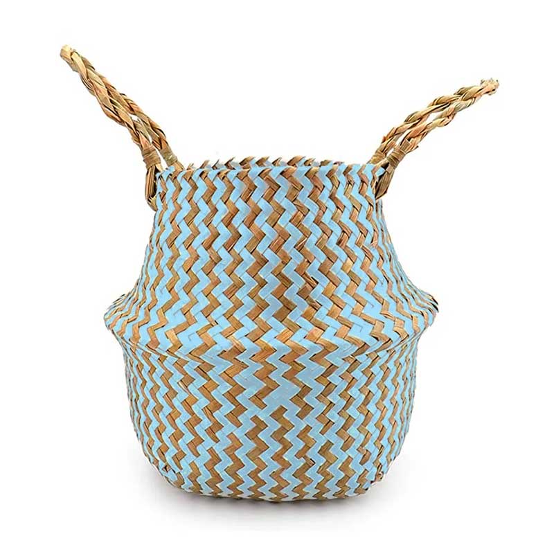 Boho Woven Basket Set – Blue