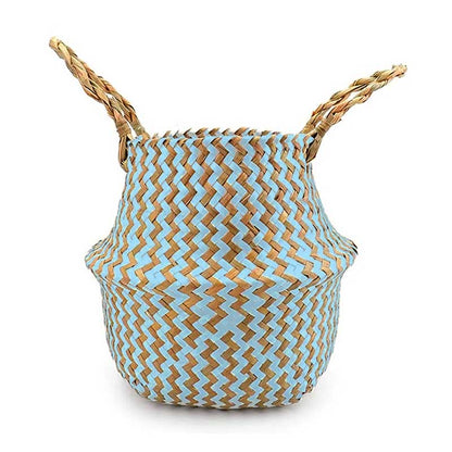 Boho Woven Basket Set – Blue