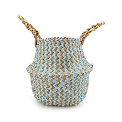 Boho Woven Basket Set – Blue