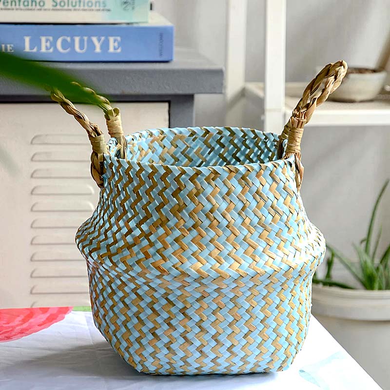 Boho Woven Basket Set – Blue