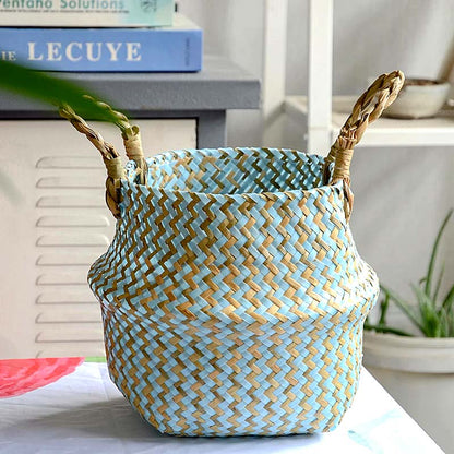 Boho Woven Basket Set – Blue
