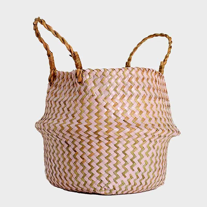 Boho Woven Basket Set – Pink