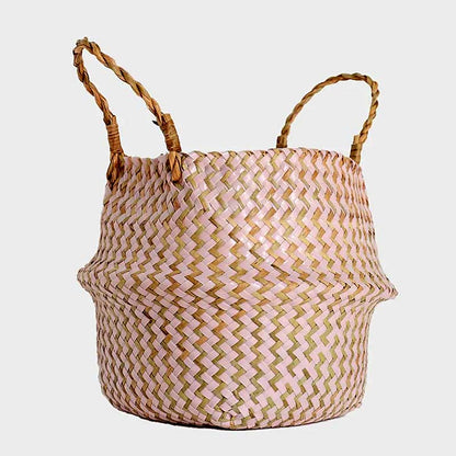 Boho Woven Basket Set – Pink