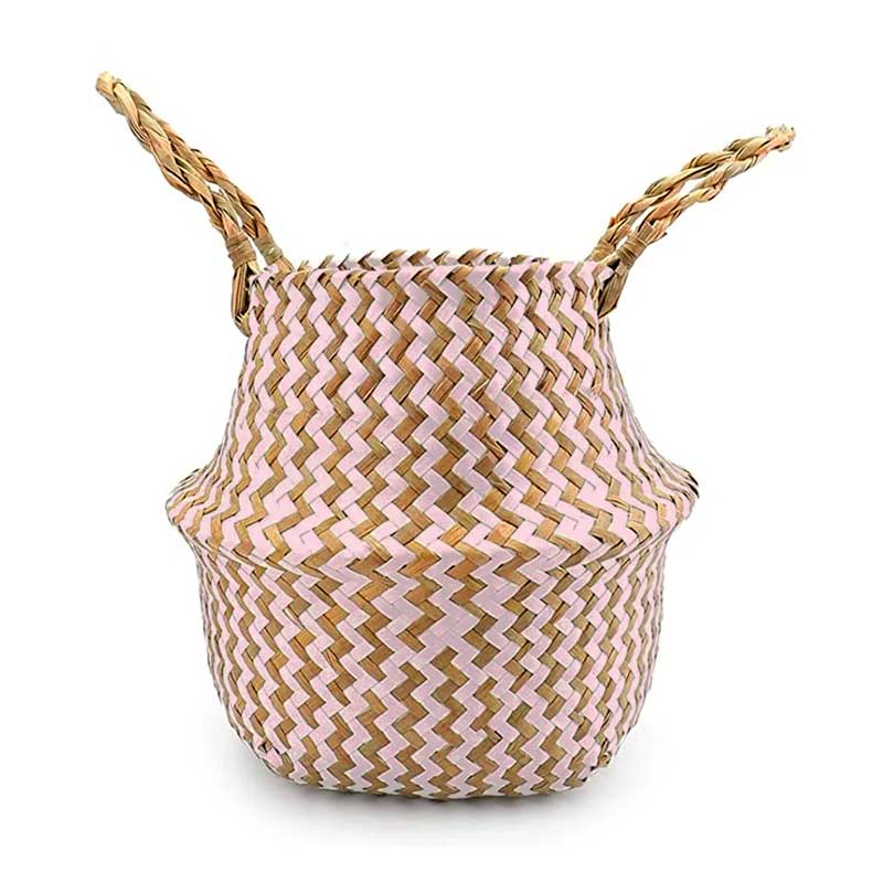 Boho Woven Basket Set – Pink