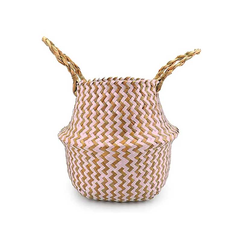 Boho Woven Basket Set – Pink