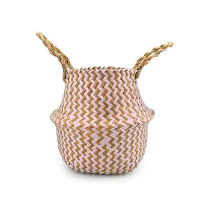 Boho Woven Basket Set – Pink