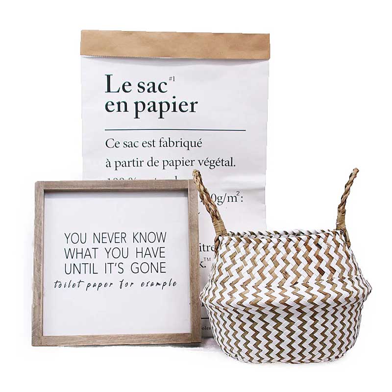 Boho Woven Basket Set – White