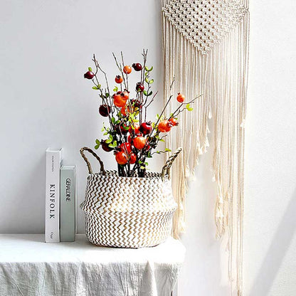 Boho Woven Basket Set – White