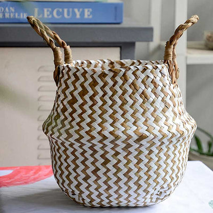 Boho Woven Basket Set – White