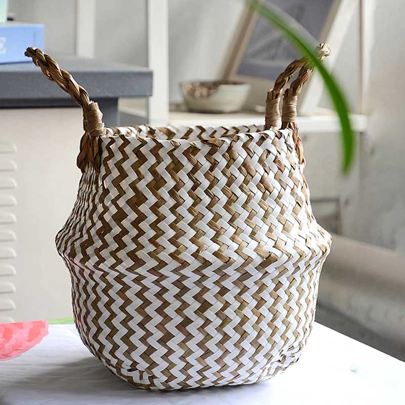 Boho Woven Basket Set – White