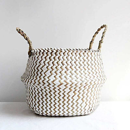 Boho Woven Basket Set – White
