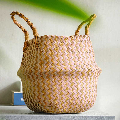 Boho Woven Basket Set – Pink