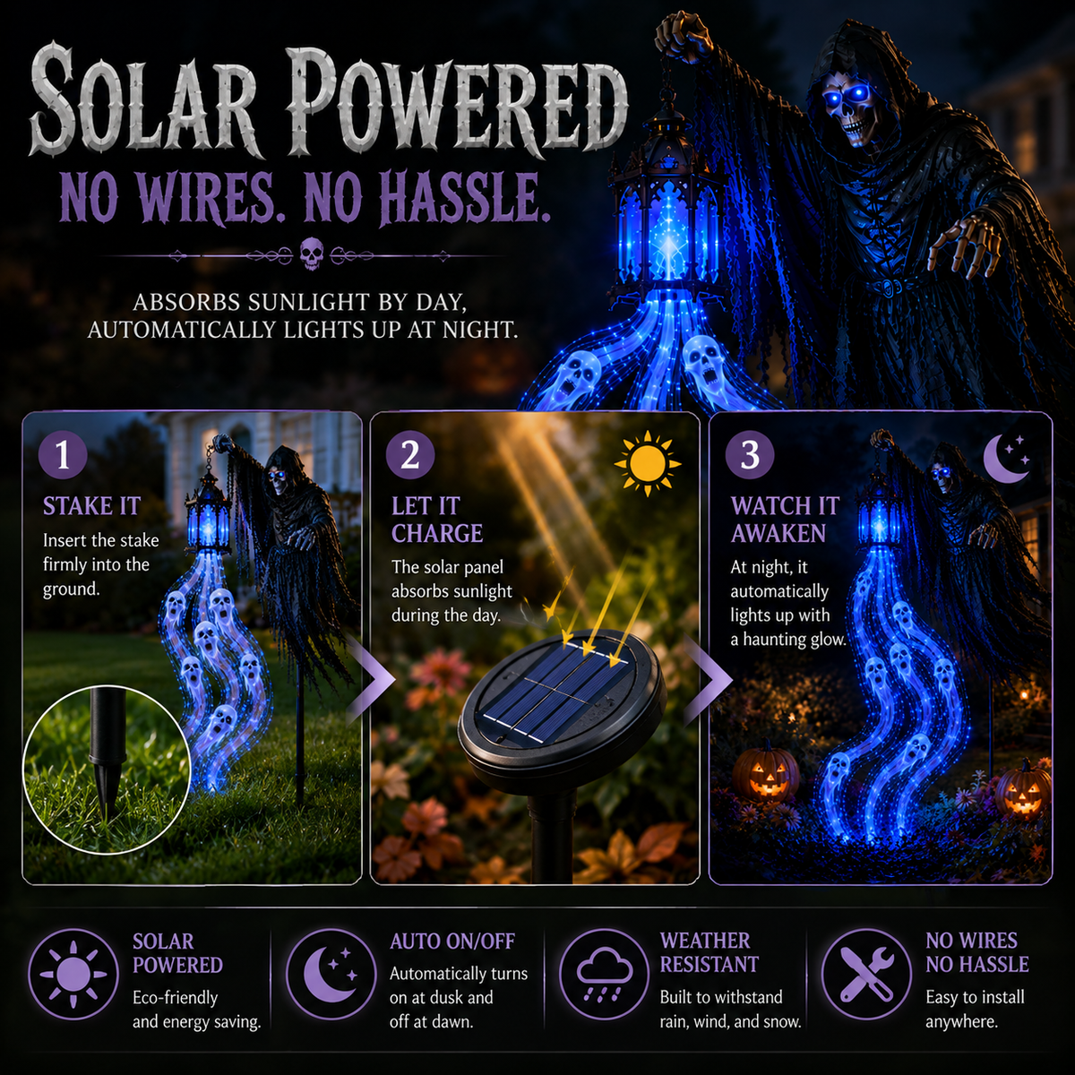 🔥Today 50% OFF🔥💀Halloween Soul Harvester Animated Garden Light
