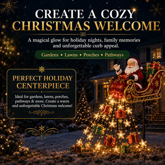 ✨🎅✨ 2026 New Santa’s Flying Sleigh Gift Cascade – Solar Christmas Garden Light