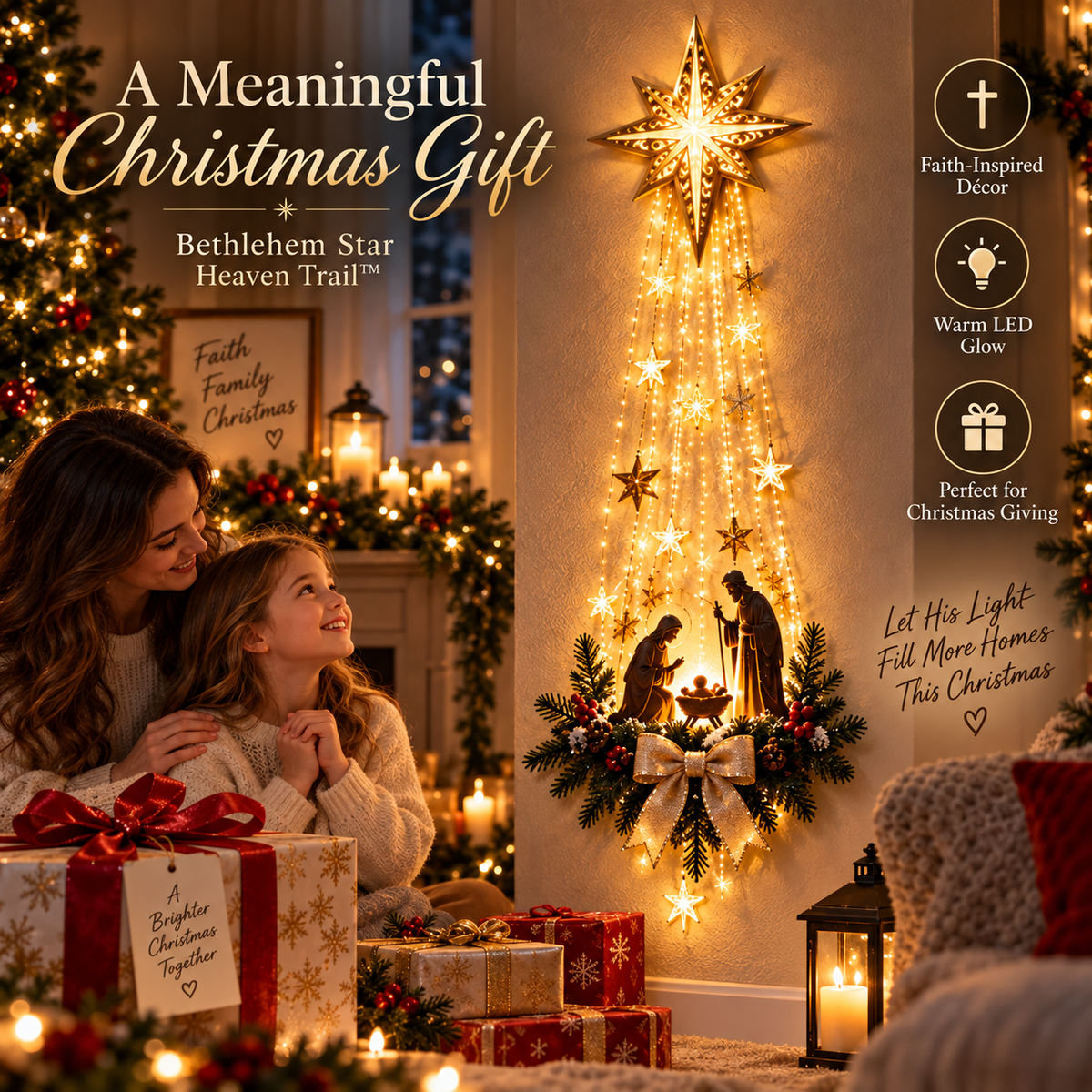 ✨ Last Day — 49% OFF ✨ 🎄✝️ Bethlehem Star Nativity Wall Light — A Beautiful Symbol of Faith