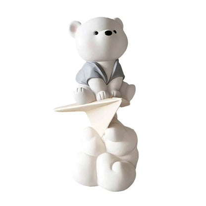 Teddy Bear Paper Plane Gray Decorative Sculpture