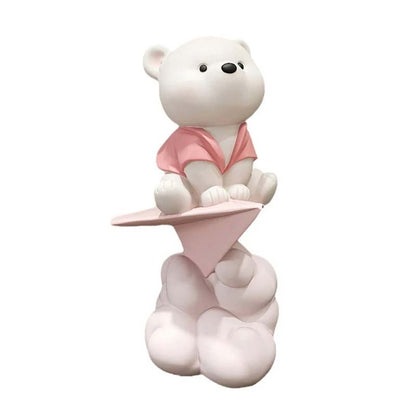 Teddy Bear Paper Plane Pink Decorative Sculpture