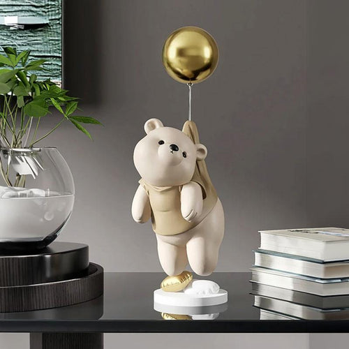 Teddy Bear Balloon Beige Decorative Sculpture