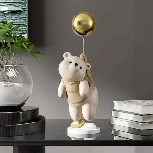 Teddy Bear Balloon Beige Decorative Sculpture