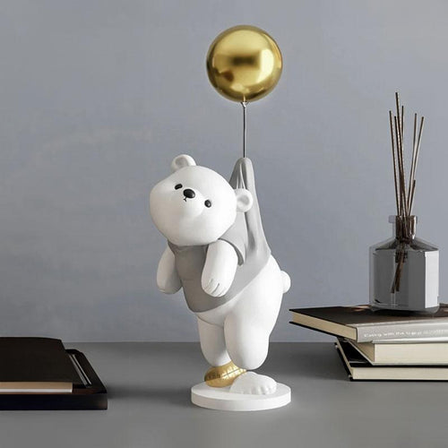 Teddy Bear Balloon Gray Decorative Sculpture