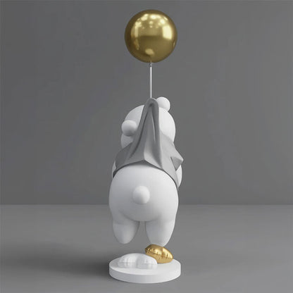 Teddy Bear Balloon Gray Decorative Sculpture