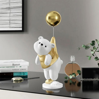 Teddy Bear Balloon Gold Decorative Sculpture