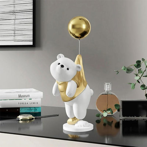 Teddy Bear Balloon Gold Decorative Sculpture