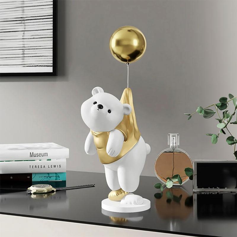 Teddy Bear Balloon Gold Decorative Sculpture — Decorative Sculpture