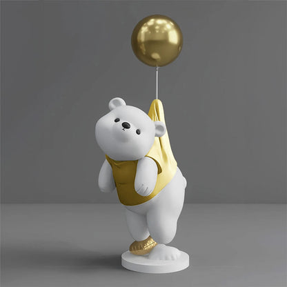 Teddy Bear Balloon Gold Decorative Sculpture