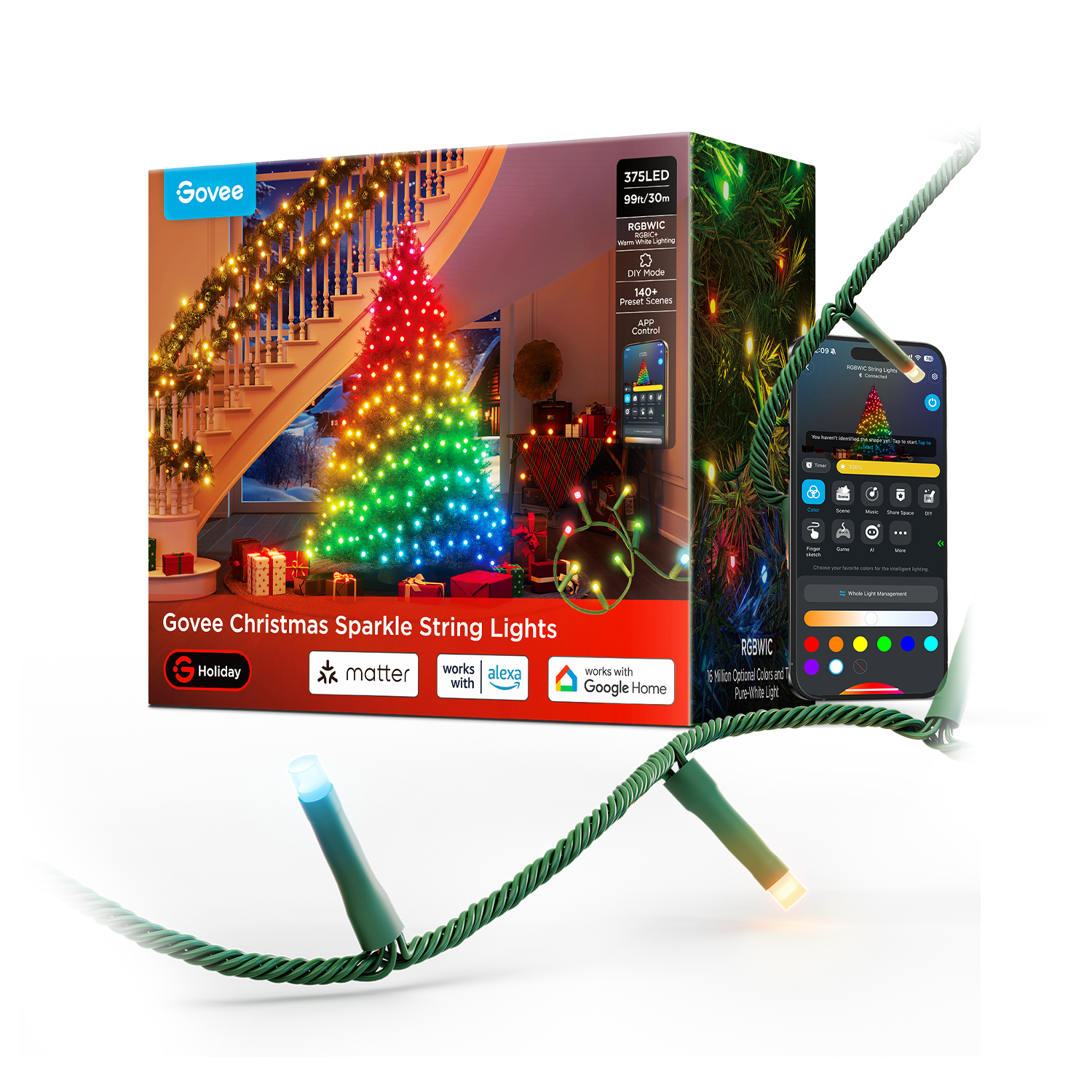 Refurbished Govee Christmas Sparkle String Lights
