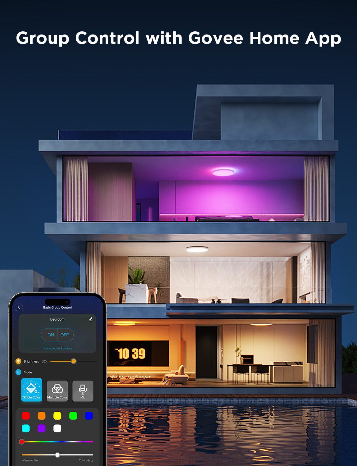 Govee 12-Inch RGBWW + RGBIC Smart Ceiling Light