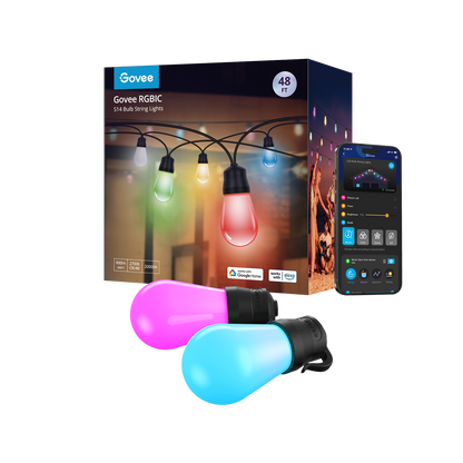 Refurbished Govee RGBIC Warm White Wi-Fi & Bluetooth Smart Outdoor String Lights