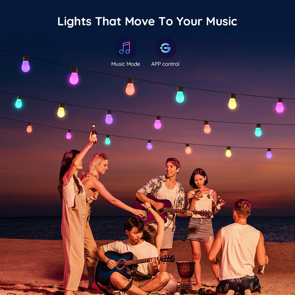 Refurbished Govee RGBIC Warm White Wi-Fi & Bluetooth Smart Outdoor String Lights