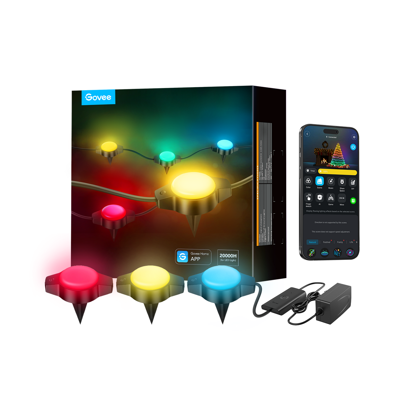 Refurbished Govee RGBIC Wi-Fi + Bluetooth Outdoor Ground Lights