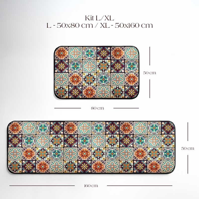 Positano Tile Kitchen Rug Set – 2 Pieces