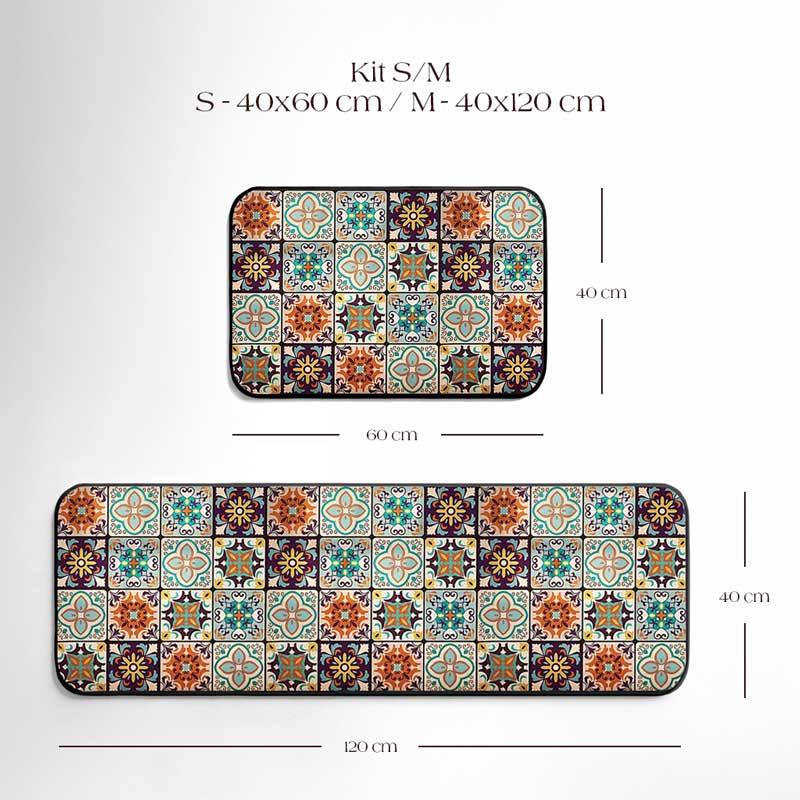 Positano Tile Kitchen Rug Set – 2 Pieces