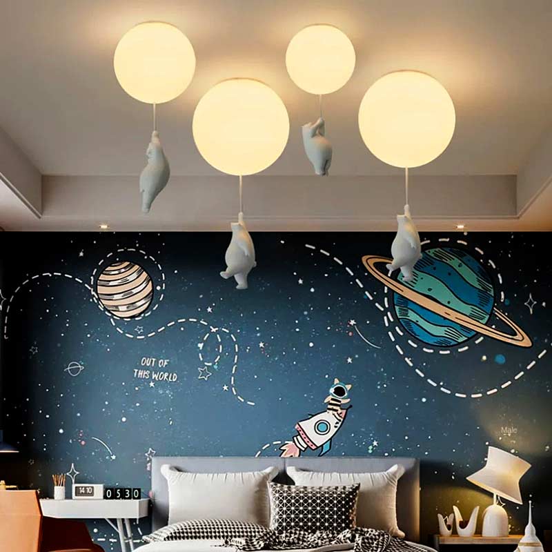 Teddy Bear Moon Ceiling Chandelier