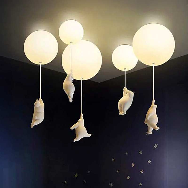 Teddy Bear Moon Ceiling Chandelier
