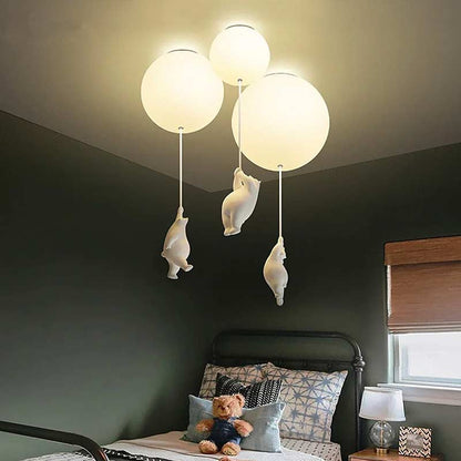 Teddy Bear Moon Ceiling Chandelier