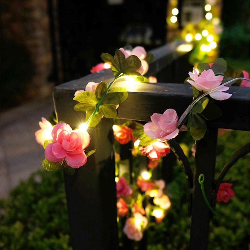 Pink & Orange Flowers LED String Lights