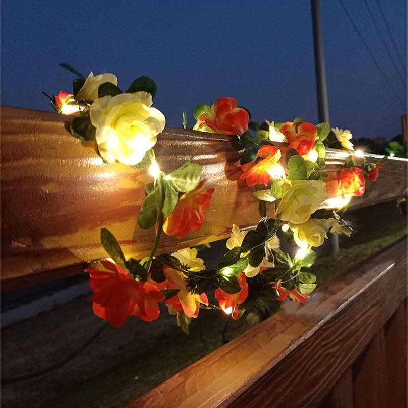Pink & Orange Flowers LED String Lights